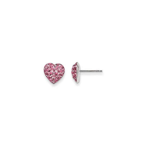 925 Sterling Silver Pink Preciosa Crystal Heart Post Stud Earrings Love Fine Jewelry Gifts For Women For Her 